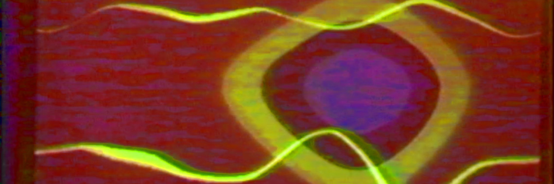 a colourful still pattern taken from early video art